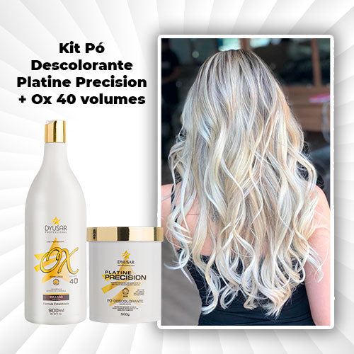 Kit Descoloração Profissional Pó Descolorante Branco e Ox 40
