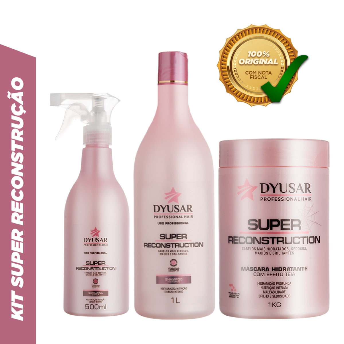 Kit Super Reconstrução 1KG Com Queratina Restauradora