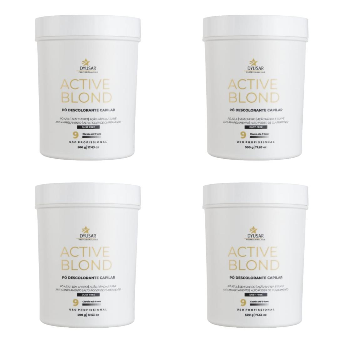 Kit 4 Pó Descolorante Active Blond DYUSAR 9 Tons
