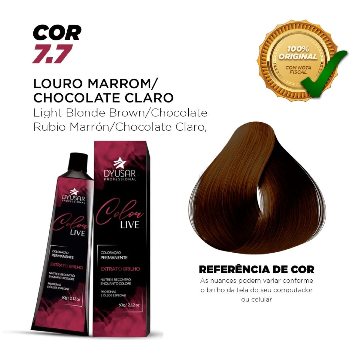 Kit Pó Descolorante de 250 g + Ox de 40 vol + Coloração 7.7