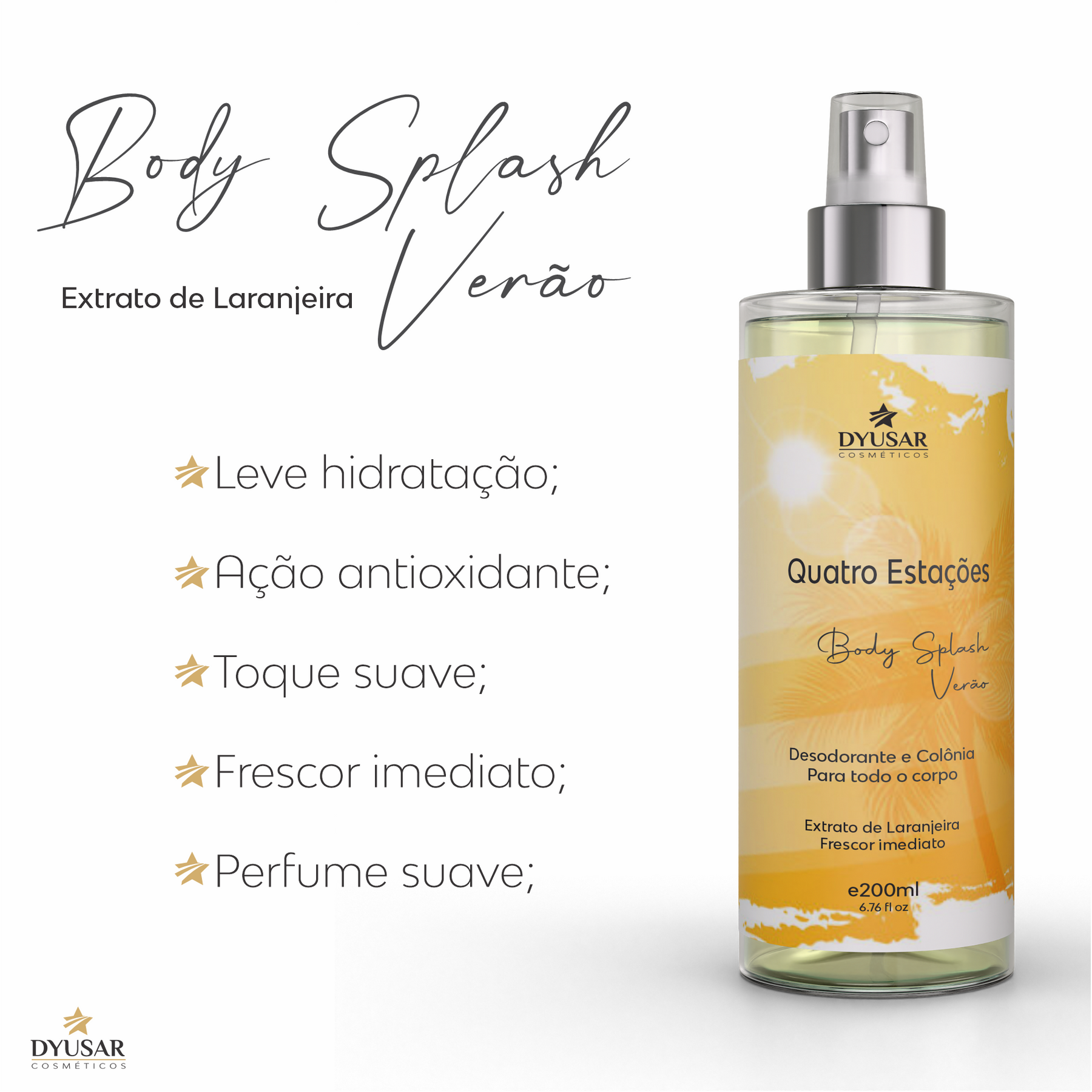 Body Splash Verão Quatro Estações Dyusar Cosméticos 200ml
