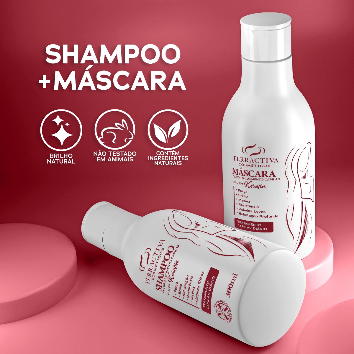 Kit Queratina Com Máscara E Shampoo De 300ml TERRACTIVA