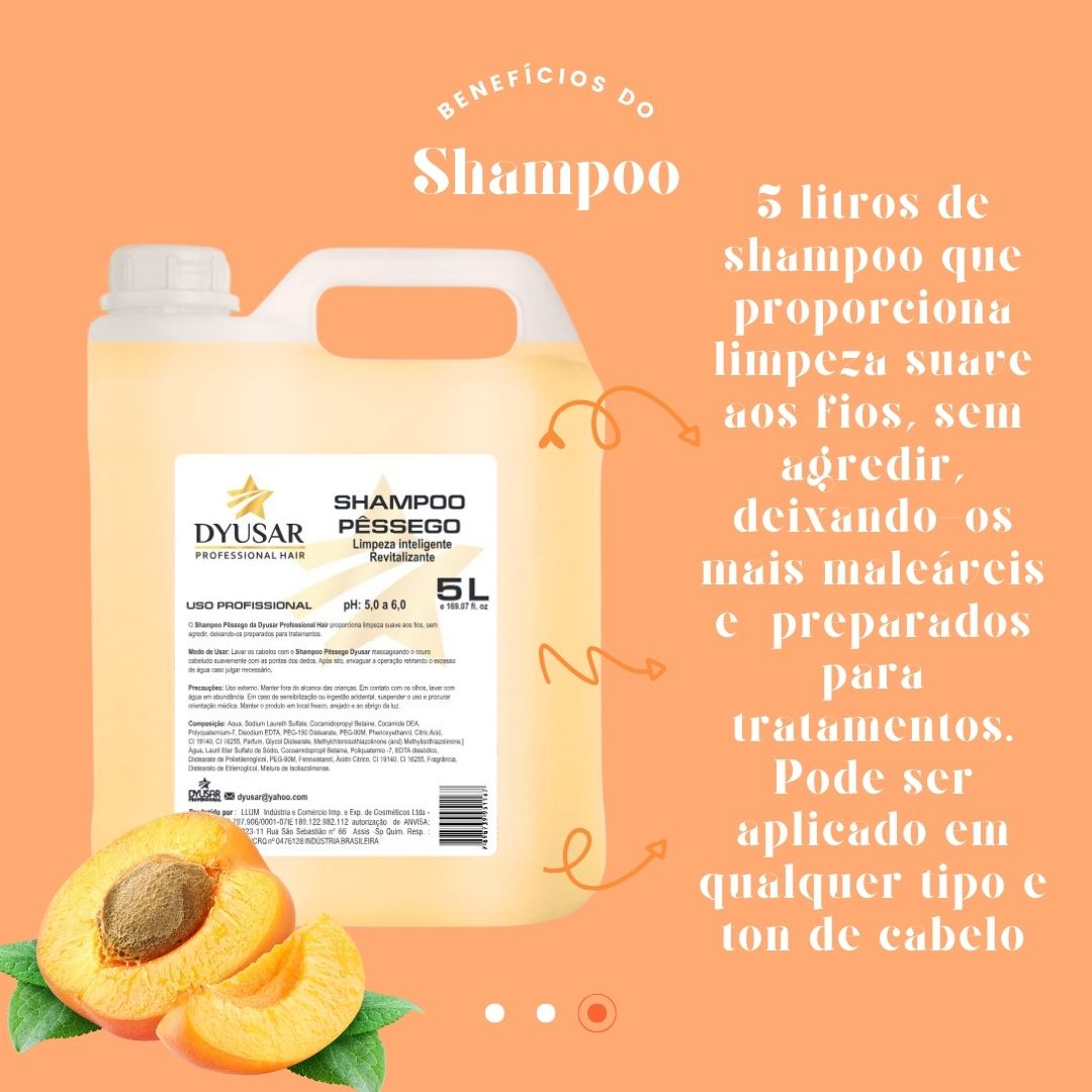 Kit Para Lavatório Com Shampoo de Pêssego E Condicionador 5L - Dyusar