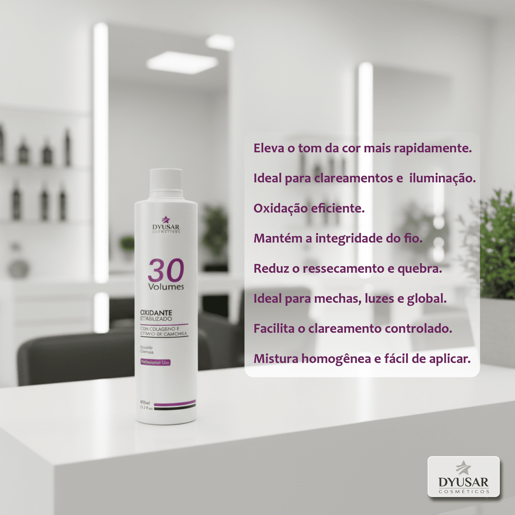 Oxidante Estabilizado Dyusar Cosméticos 30 Volumes 400ml - Dyusar