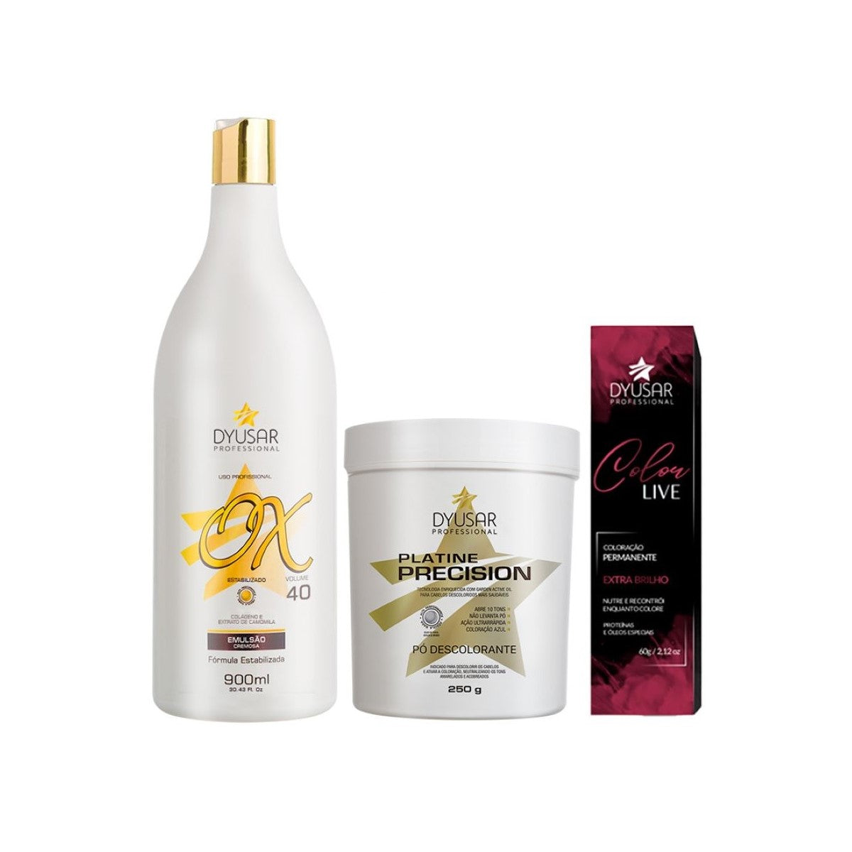 Kit Pó Descolorante de 250 g + Ox de 40 vol + Coloração 7.7