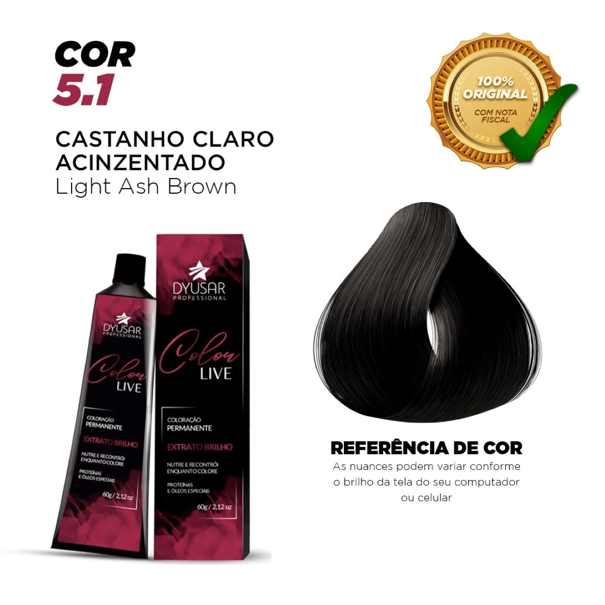 Kit Pó Descolorante de 250 g + Ox de 40 vol + Coloração 5.1