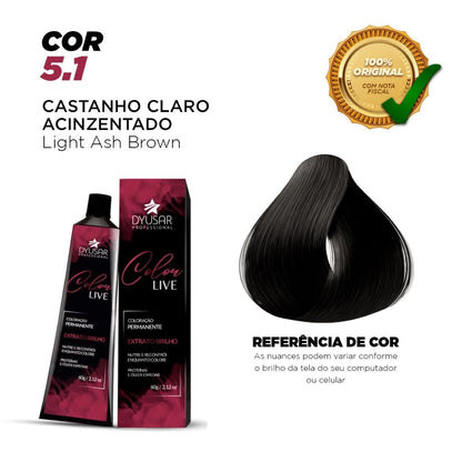 Kit Pó Descolorante de 250 g + Ox de 40 vol + Coloração 5.1