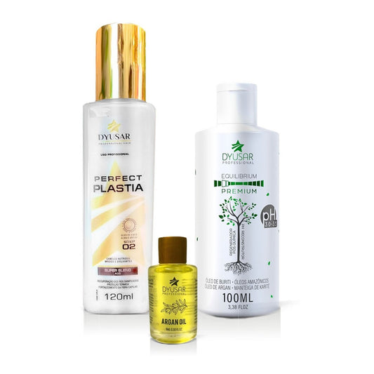 Kit Máscara Reestruturadora Plastia 120mL + pH 100mL+ Óleo Argan 9mL
