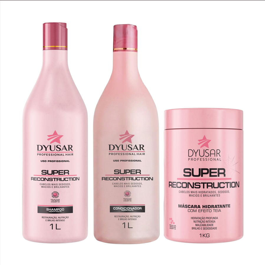 KIT Super Reconstrução DYUSAR Com Shampoo Máscara e Condicionador de 1kg - Dyusar