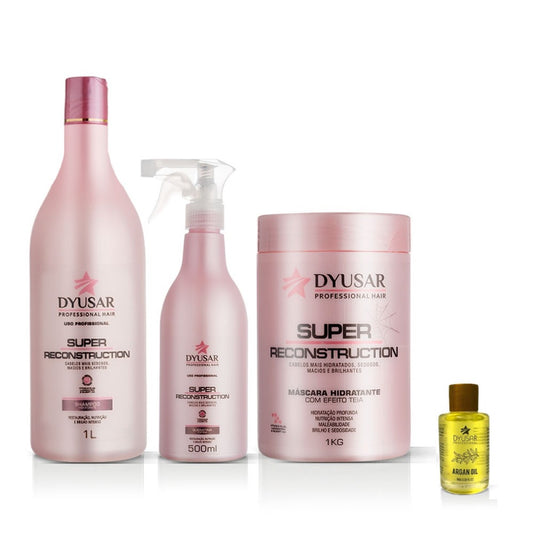 Kit Super Reconstrução 1Kg + Brinde Óleo Argan 9mL Dyusar