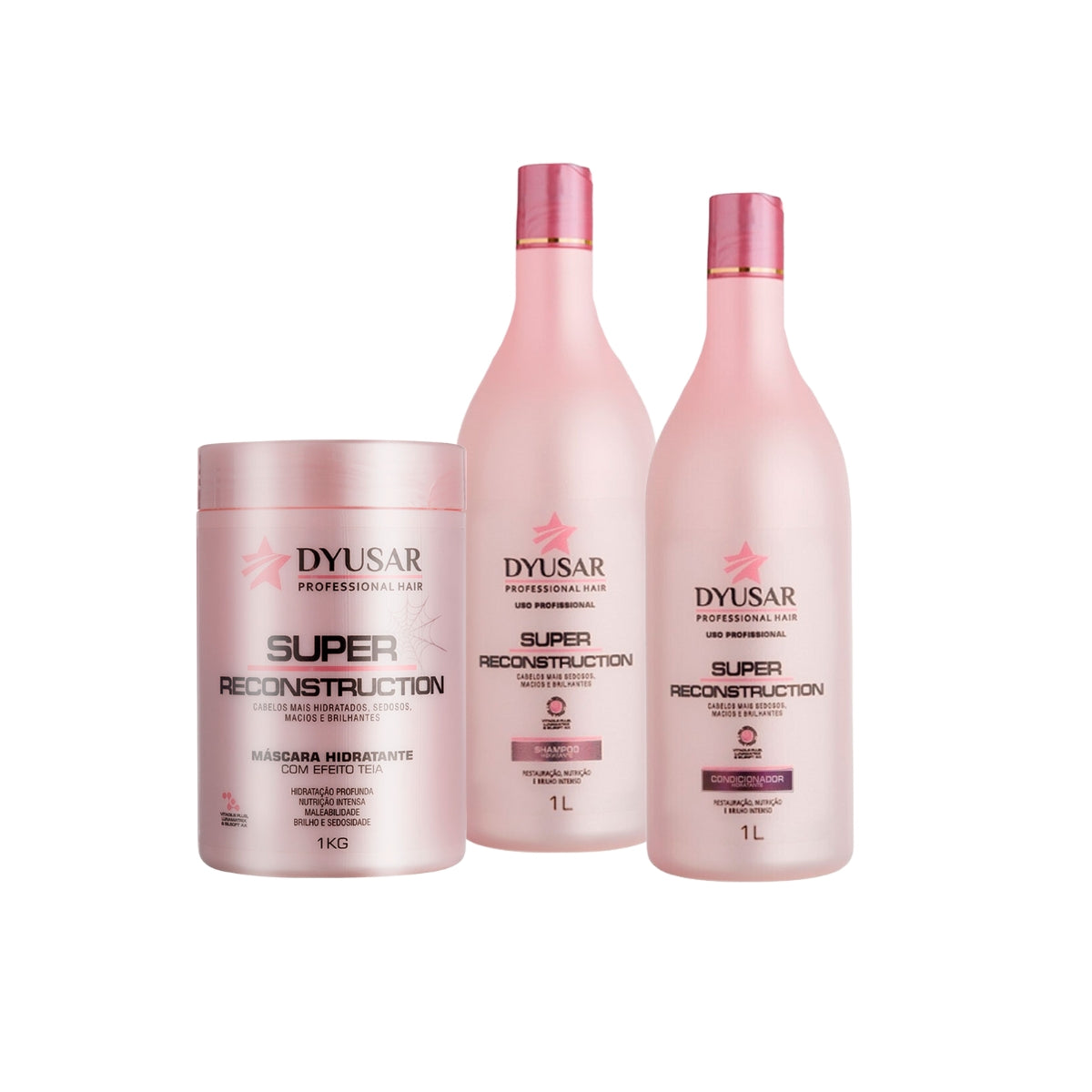 Kit Reconstrução Com Condicionador, Máscara e Shampoo De 1L - Dyusar