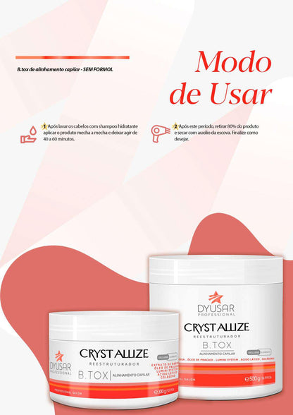 Máscara Redutora de Volume Crystallis Dyusar Cosméticos 300g