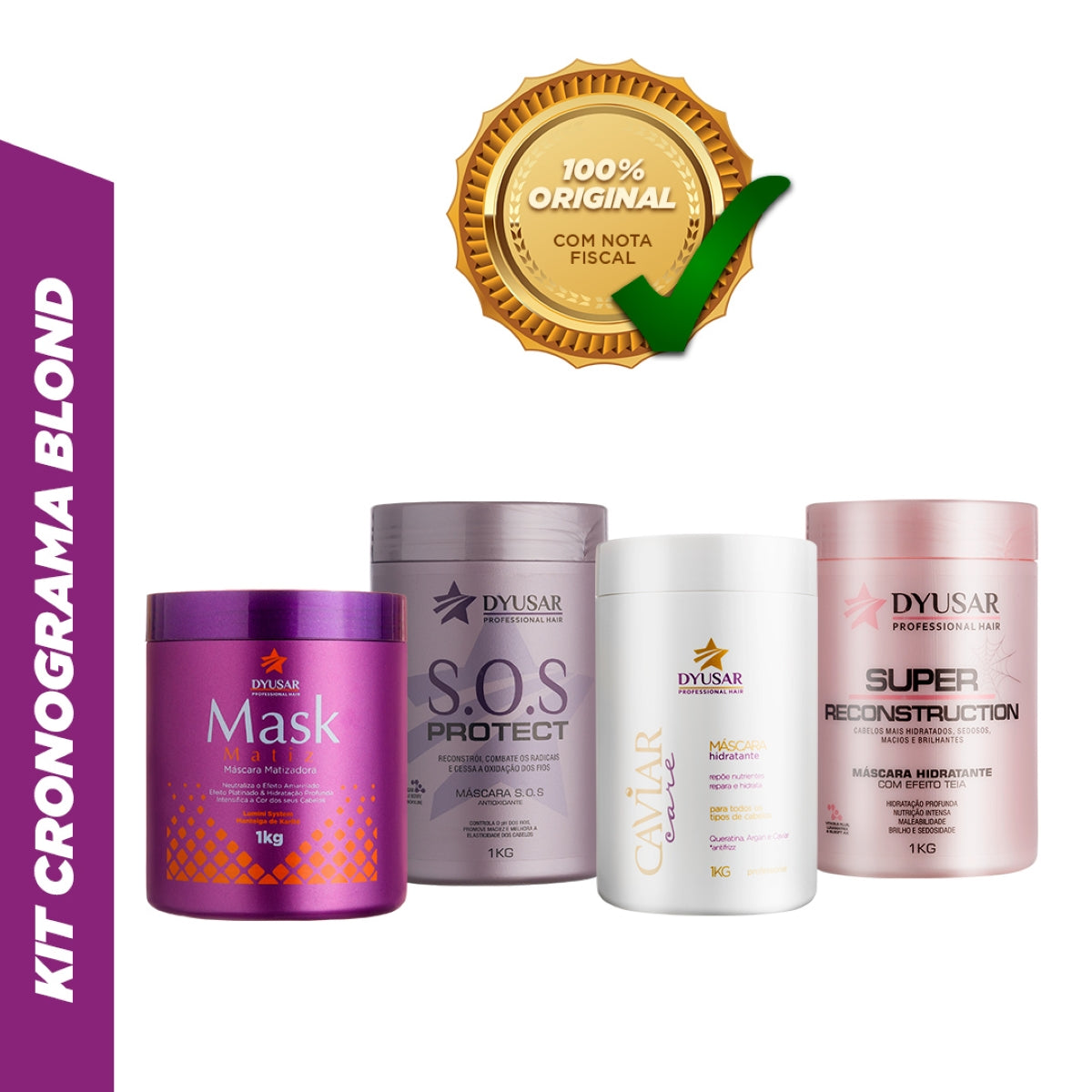 Kit Cronograma Capilar Blond para Loiros 4 Máscaras Dyusar