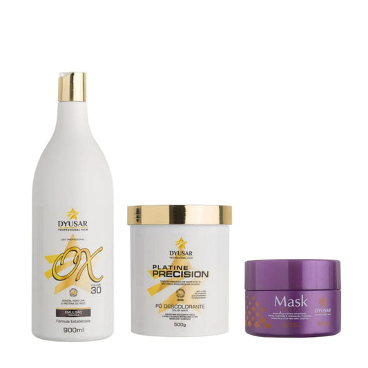 Kit Pó Descolorante Platine P. White+Ox 30 + Matizadora 300g