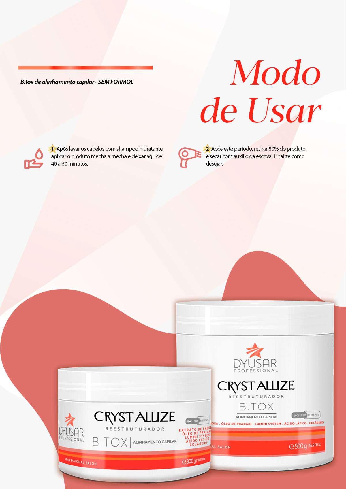 Máscara Redutora de Volume Crystallis Dyusar Cosméticos 500g - Dyusar