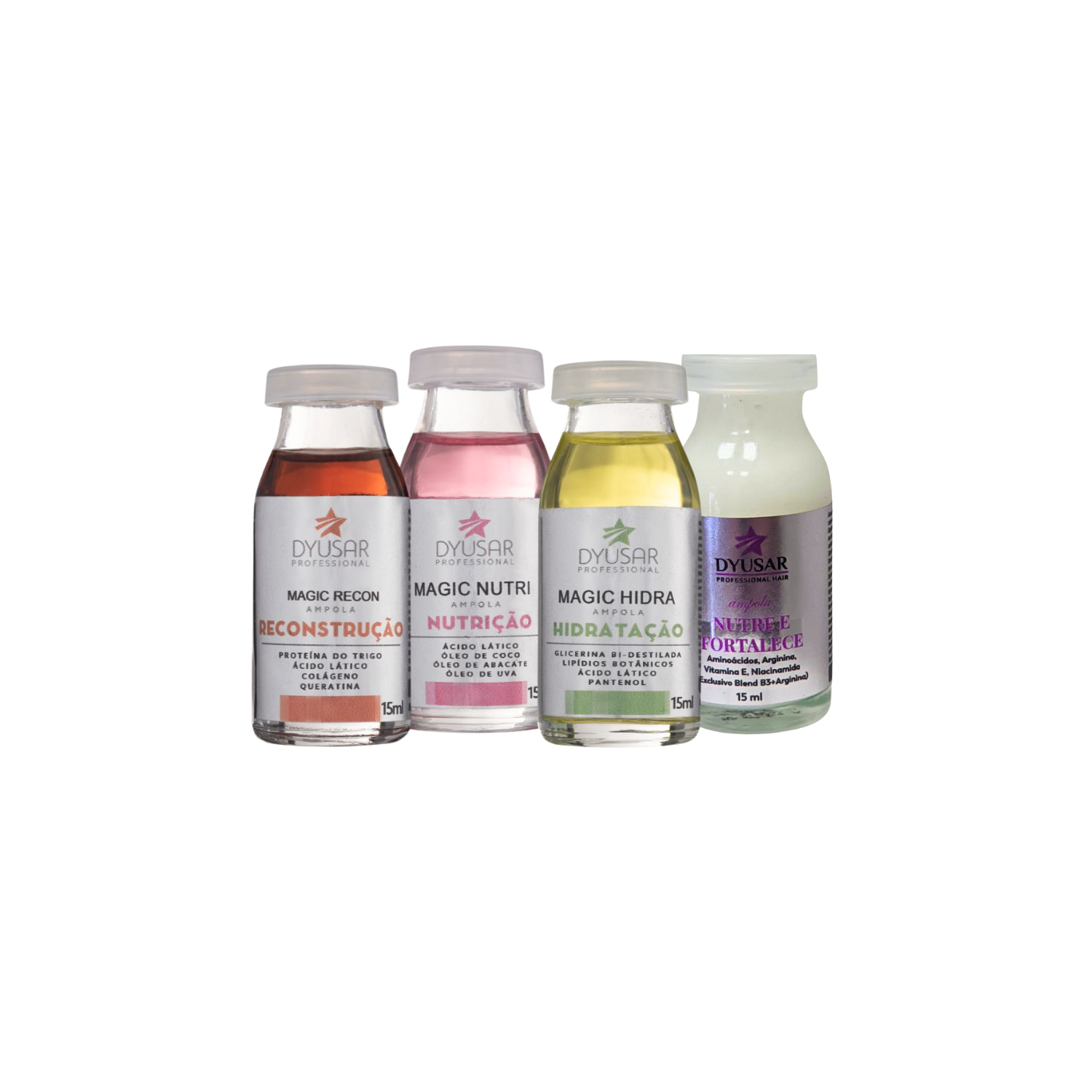 Tratamento Cronograma Capilar 4 Ampolas 15ml - Dyusar