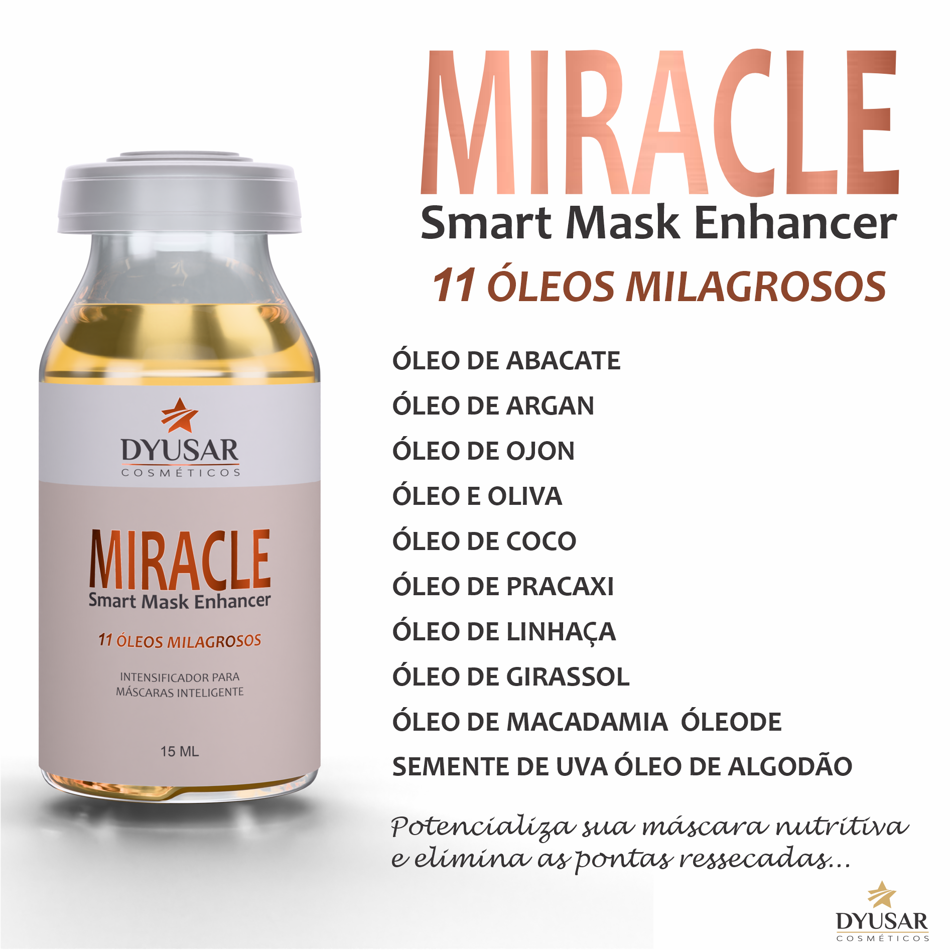 Ampola Miracle Potencializador De Máscara 11 Óleos 15ml - Dyusar