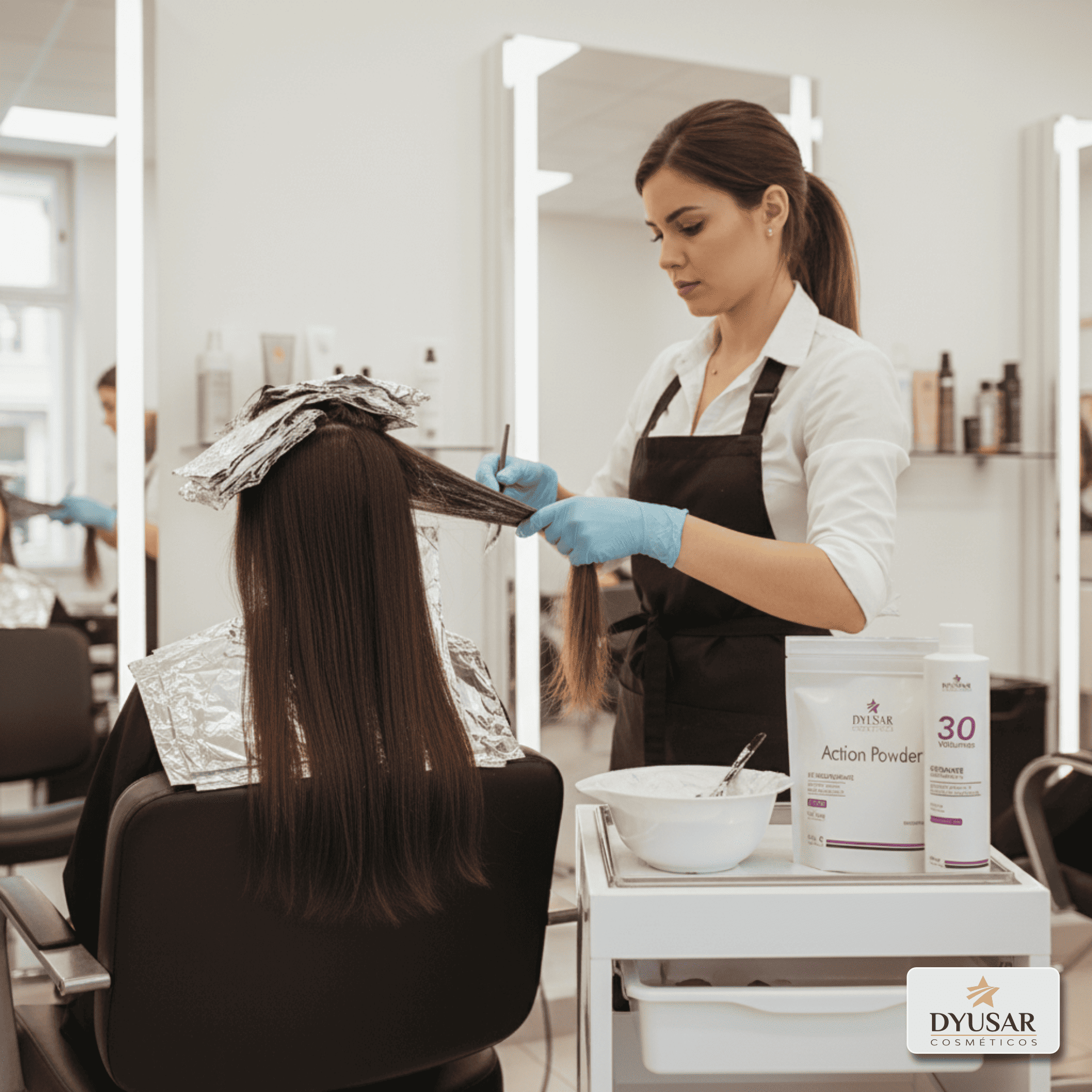 Kit Pó Descolorante Action Powder e Ox de 30 volumes 400ml - Dyusar