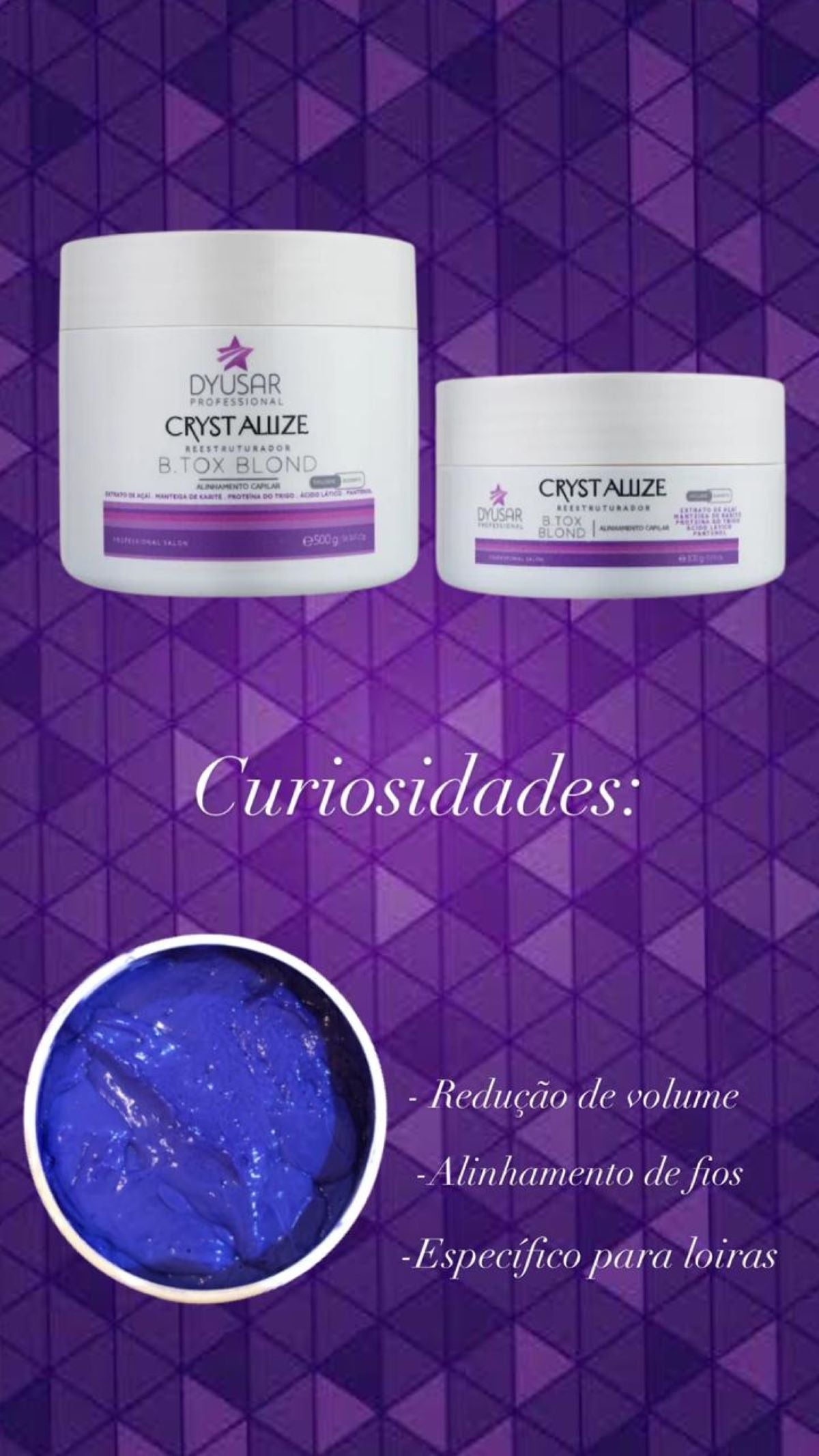 Máscara Redutora de Volume Crystallis Blond Dyusar Cosméticos 1Kg - Dyusar