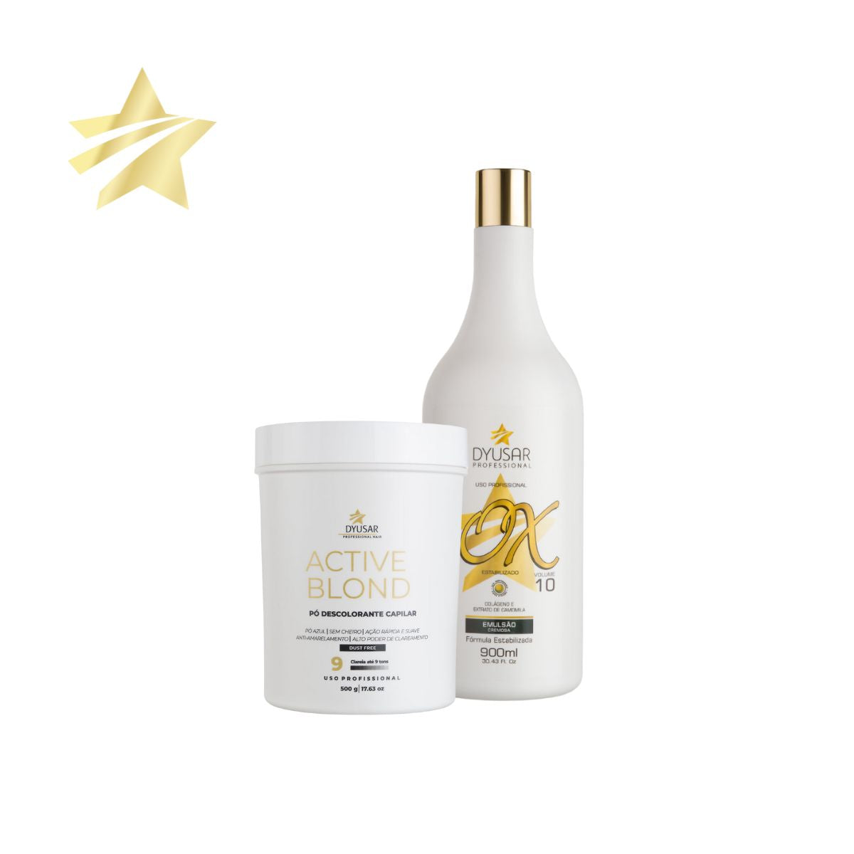 Kit Pó Descolorante Active Blond Azul E Ox 10 Volumes Dyusar