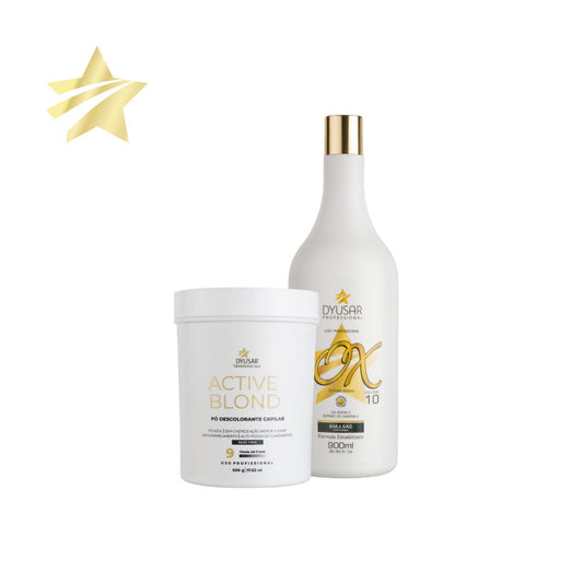 Kit Pó Descolorante Active Blond Azul E Ox 10 Volumes Dyusar
