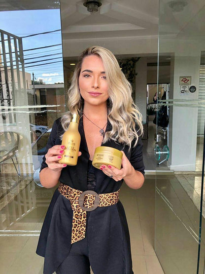 Kit de Hidratação Ouro Shampoo Máscara Óleo e Condicionador