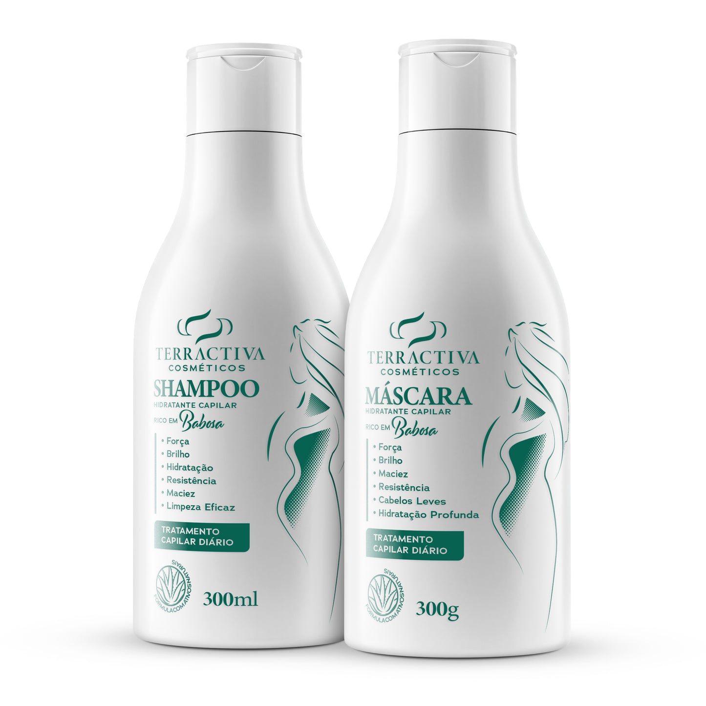 Kit Babosa Com Máscara e Shampoo De 300ml TERRACTIVA