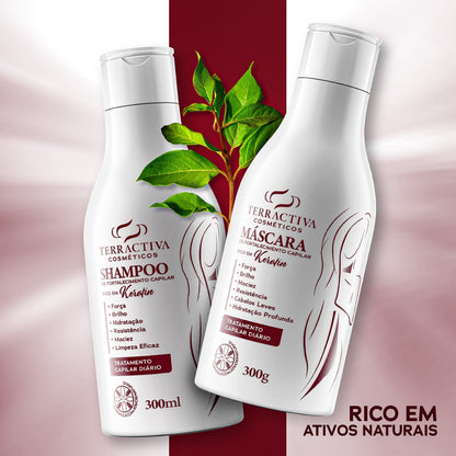 Kit Queratina Com Máscara E Shampoo De 300ml TERRACTIVA