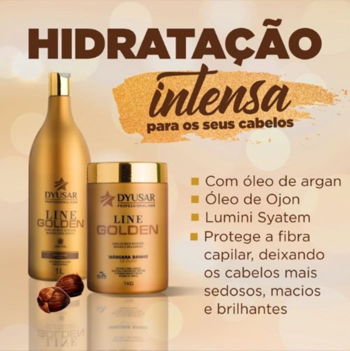Shampoo de Hidratação Ouro Dyusar Cosméticos 1L - Dyusar