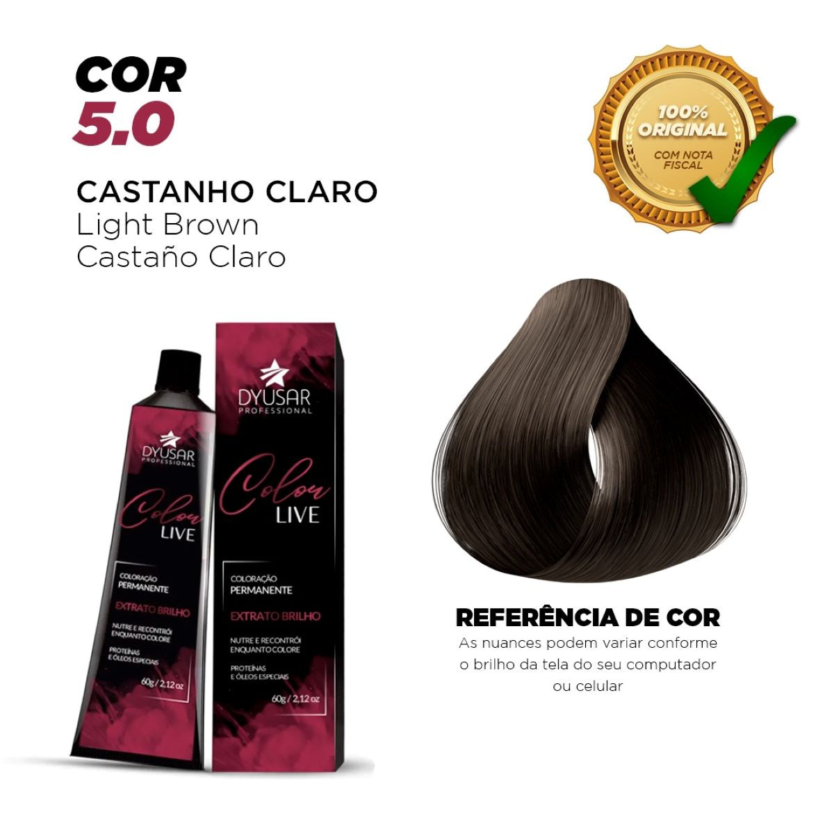 Kit Pó Descolorante de 250 g + Ox de 40 vol + Coloração 5.0