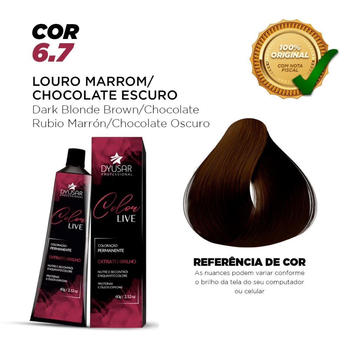 Kit Pó Descolorante de 250 g + Ox de 40 vol + Coloração 6.7