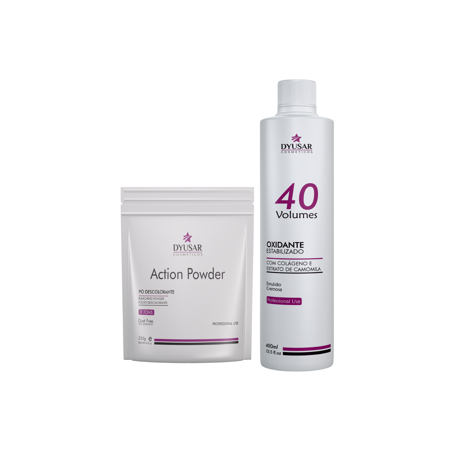 Kit Pó Descolorante Action Powder e Ox de 40 volumes 400ml - Dyusar