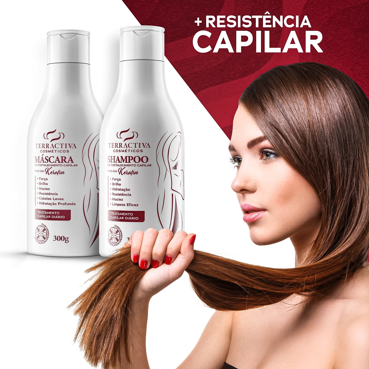 Kit Queratina Com Máscara E Shampoo De 300ml TERRACTIVA