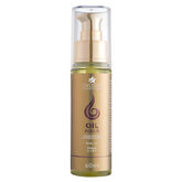 Rótulo dourado do Óleo Reparador de Pontas Oil Repair, mostrando os ingredientes Incai Oil e Ômega 3, 6 e 9 e o volume de 60ml.







