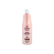Frasco rosa de 300ml do Leave-In Reconstrutor da linha Super Reconstruction Dyusar, com proteção térmica e brilho.