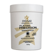 Pote de 500g do Pó Descolorante Azul Platine Precision da Dyusar, que abre até 10 tons e tem ação neutralizadora