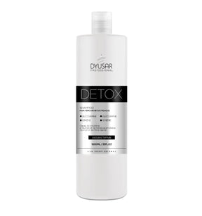 Frasco de 1000ml (1 litro) do Shampoo Desintoxicante Detox da Dyusar, com rótulo profissional que destaca sua função de remover metais pesados.