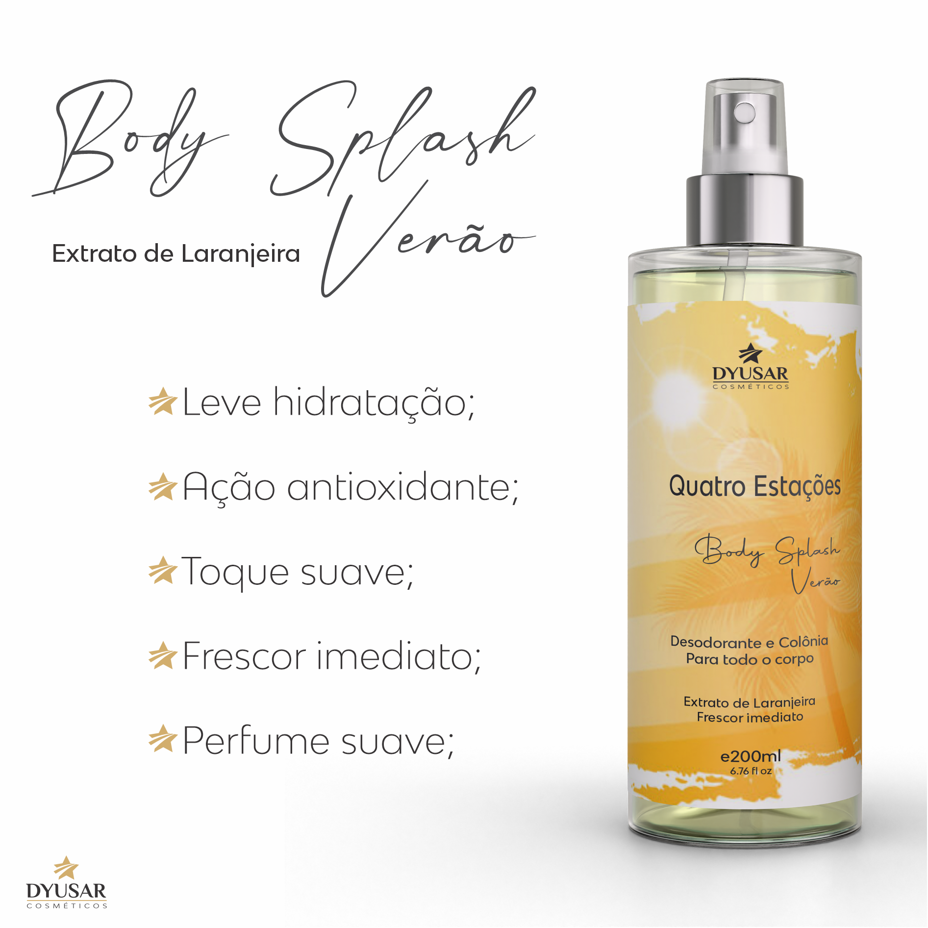 Body Splash Verão Quatro Estações Dyusar Cosméticos 200ml - Dyusar