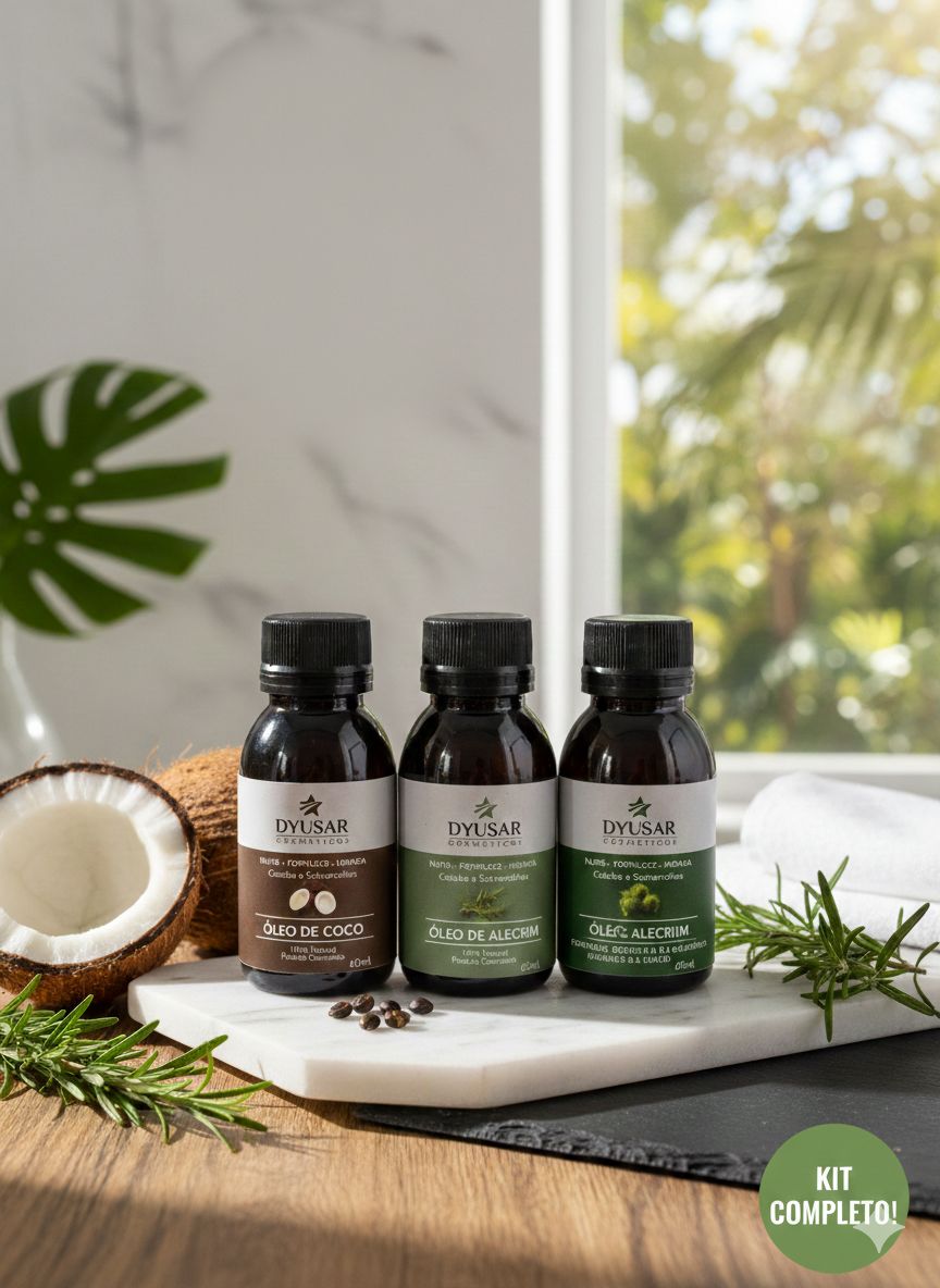 Kit 3 Óleos Naturais Coco, Alecrim e Rícino 60ml Dyusar - Dyusar