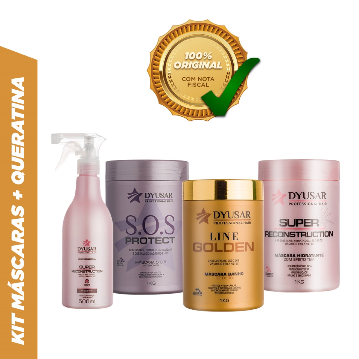 Kit de Terapia Capilar de 3 Máscaras E Queratina da Dyusar