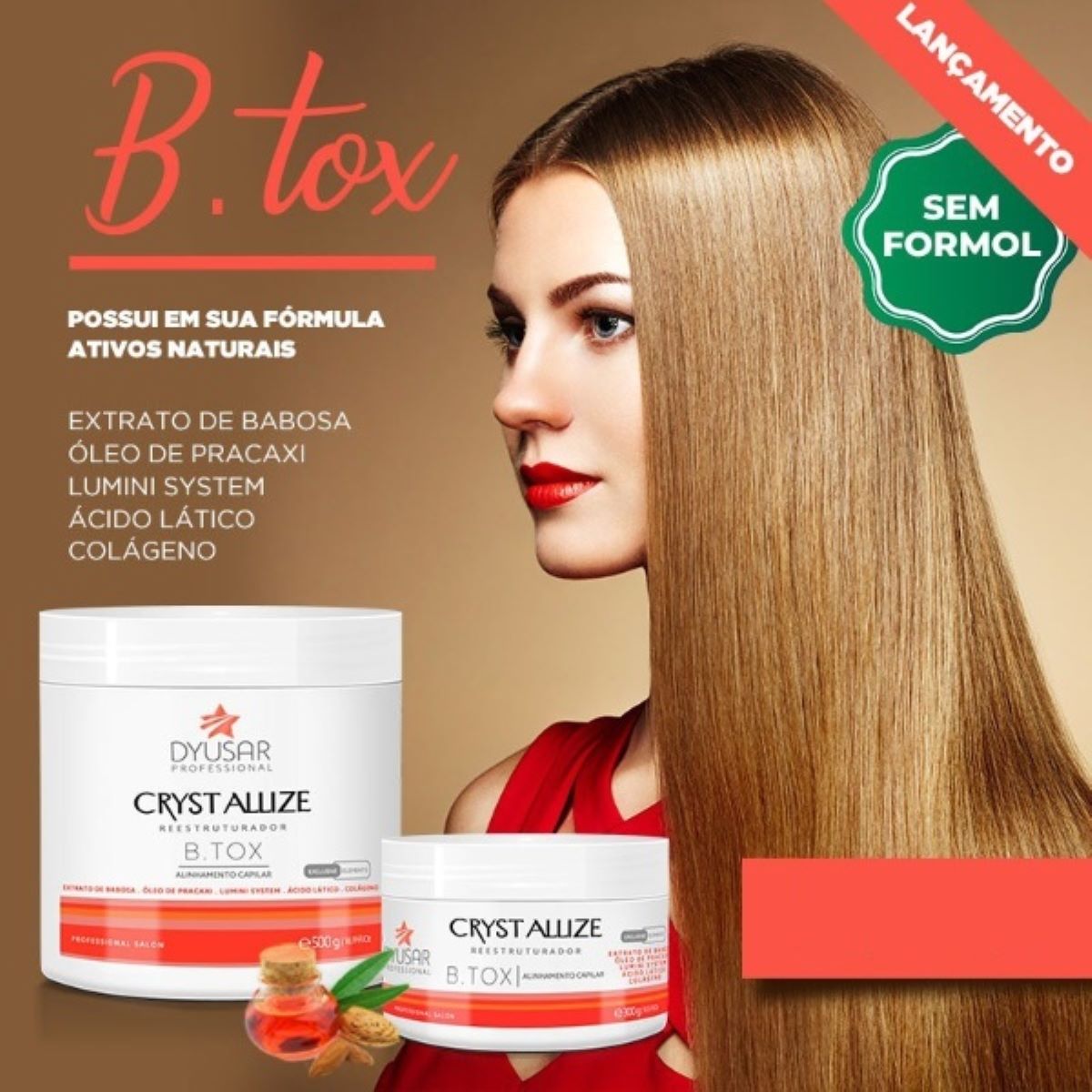 Máscara Redutora de Volume Crystallis Dyusar Cosméticos 300g - Dyusar
