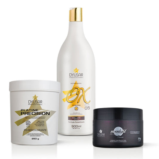 Kit Pó Descolorante 250g + Ox 5 + Máscara Moonlight Dyusar