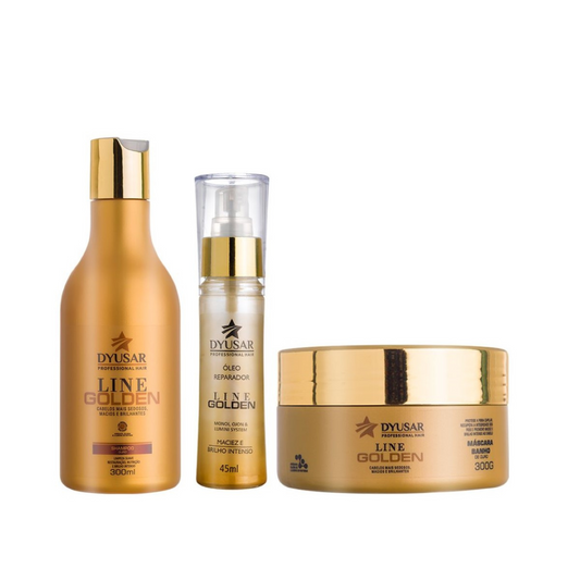 Kit banho de Ouro Shampoo + Mascara + Óleo Reparador Pequeno