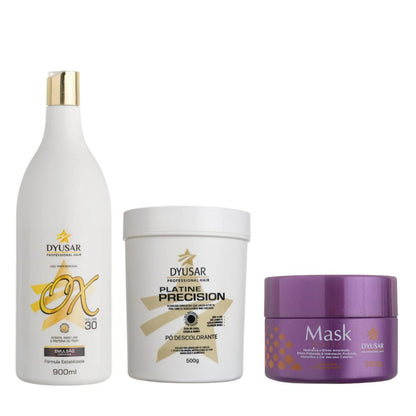 Kit Pó Descolorante Platine P. Blue +Ox 30 + Matizadora 300g