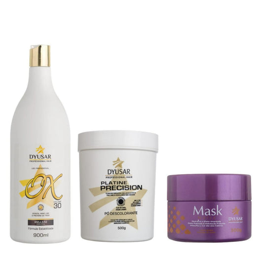 Kit Pó Descolorante Platine P. Blue +Ox 30 + Matizadora 300g