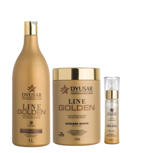 Kit Banho de Ouro Line Golden Grande com óleo DYUSAR