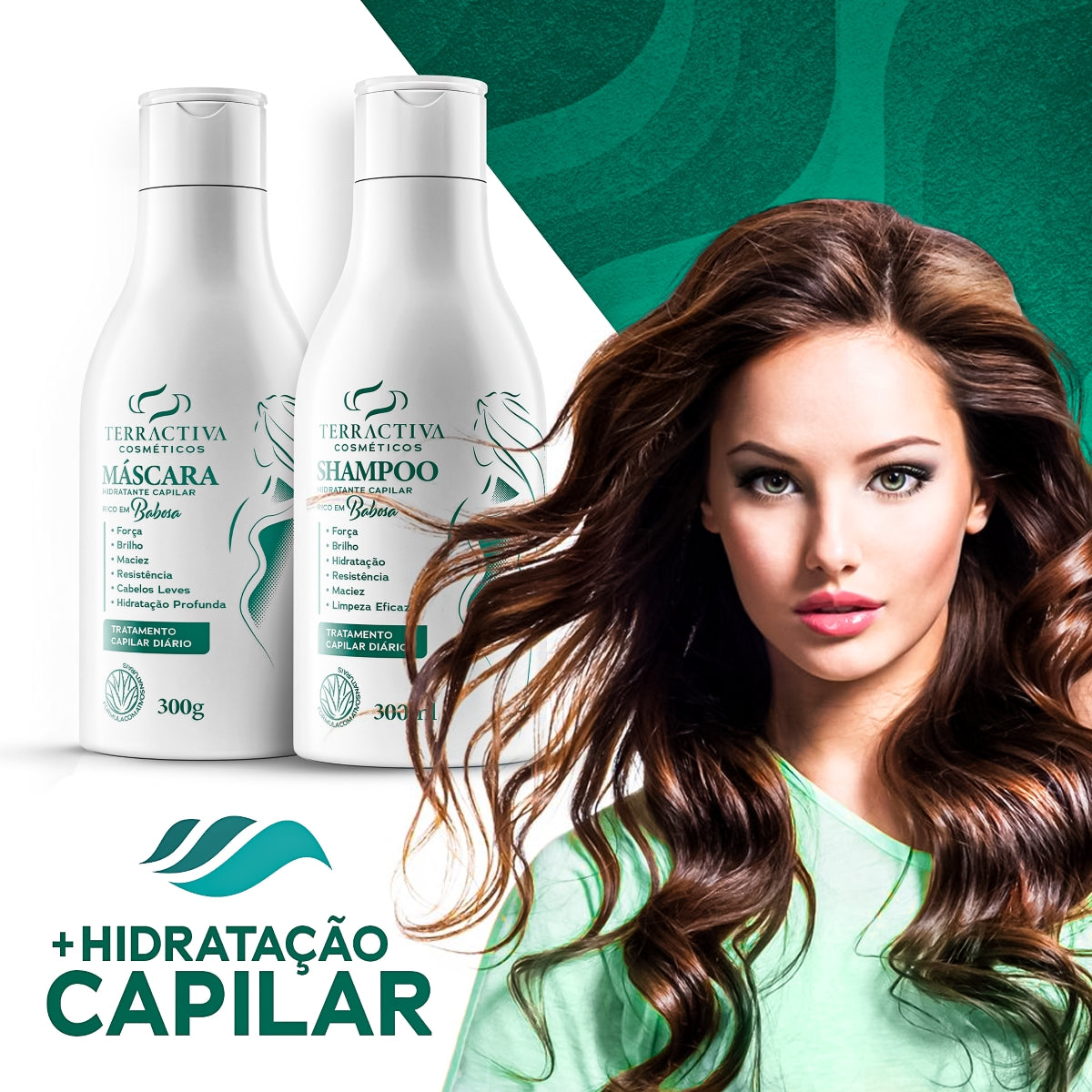 Kit Babosa Com Máscara e Shampoo De 300ml TERRACTIVA