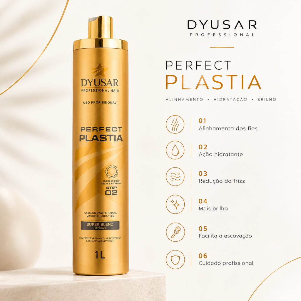 Progressiva Sem Formol Perfect Plastia DYUSAR 1L Profissional Alinhamento Capilar