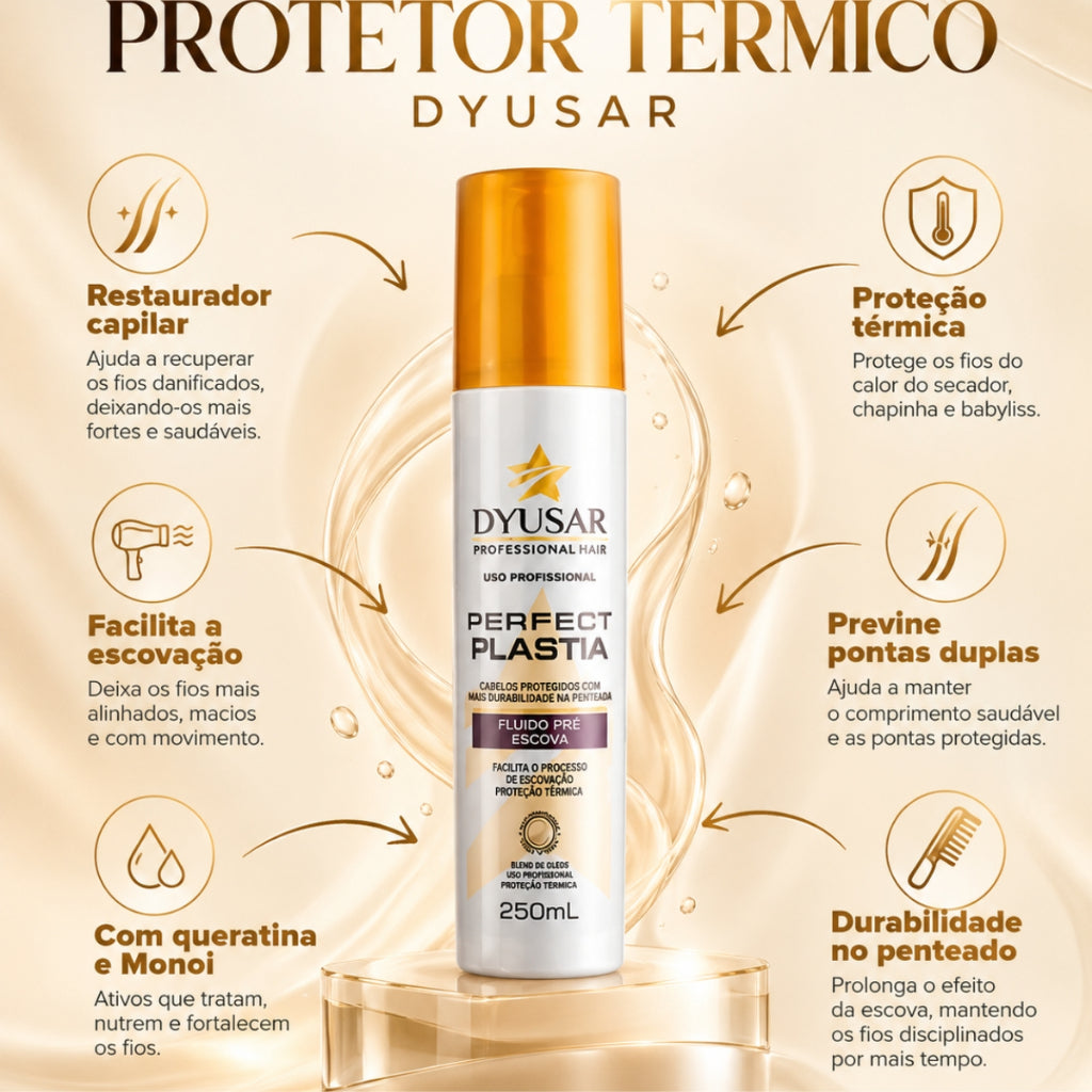 Spray Protetor Térmico Dyusar 250ml Antifrizz Reduz Pontas Duplas - Dyusar