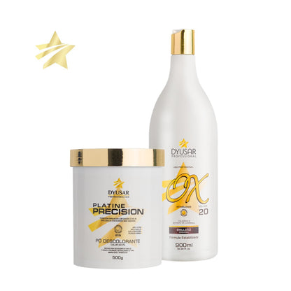 Kit Descoloração Profissional Pó Descolorante e Ox 20 Dyusar